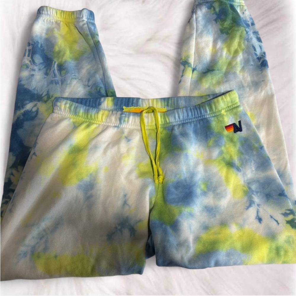 Aviator Nation blue and yellow tie-dye Sweats